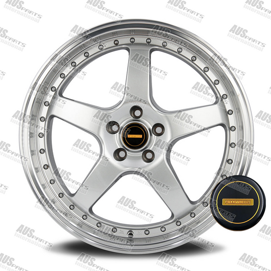 Simmons FR1 20" Staggered Wheel Set Silver Machined lip NEW