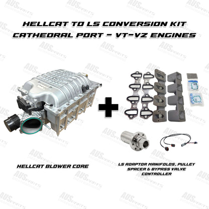 Hellcat Supercharger to LS Conversion Kit with Blower – VT-VZ Cathedral-Port Engines