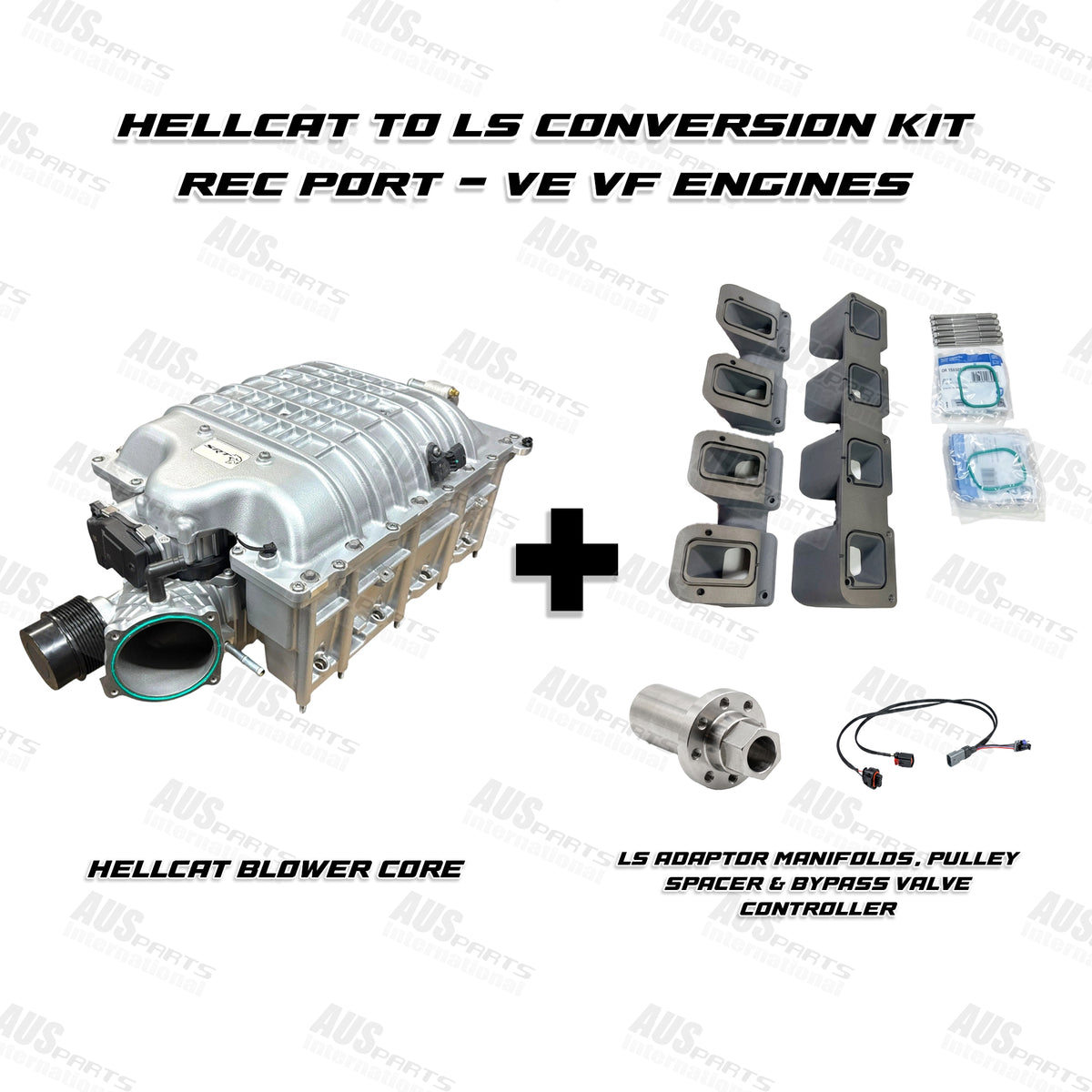 Hellcat Supercharger to LS Conversion Kit with Blower – VE-VF Rectangle-Port Engines