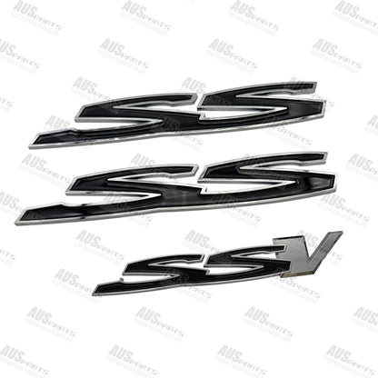 Holden SS & SSV Badges Gloss Black & Chrome